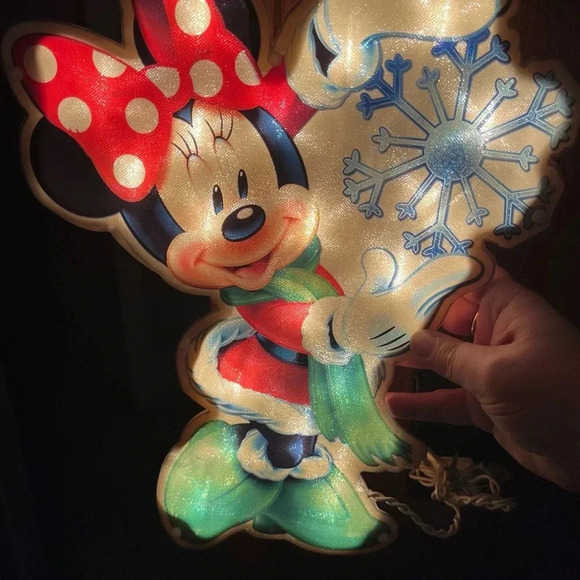 Disney Minnie Snowflake Glitter GLOW Indoor And Outdoor Use Decoration VINTAGE - Picture 6 of 9